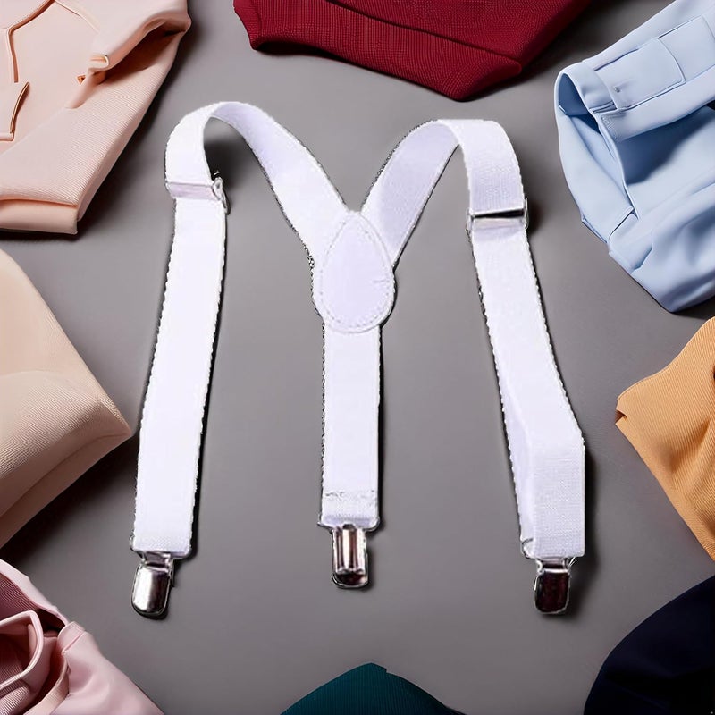 Galyacht White Child Kids Girls Boys Suspenders Braces,Adjustable Clip on Y-Back Elastic Suspenders with Metal Clips for Boys Girls, for Kids Adjustable - Elastic Y Shape Suspender - Image 3